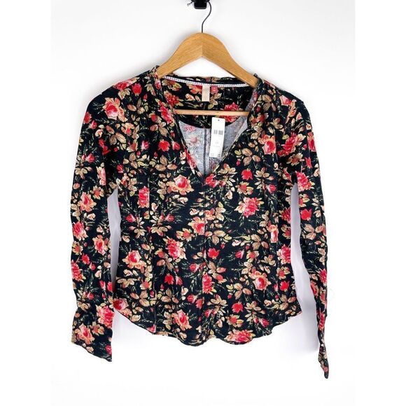 NWT Anthropologie‎ Pilcro Floral Split Neck Top Size SP - Picture 4 of 8